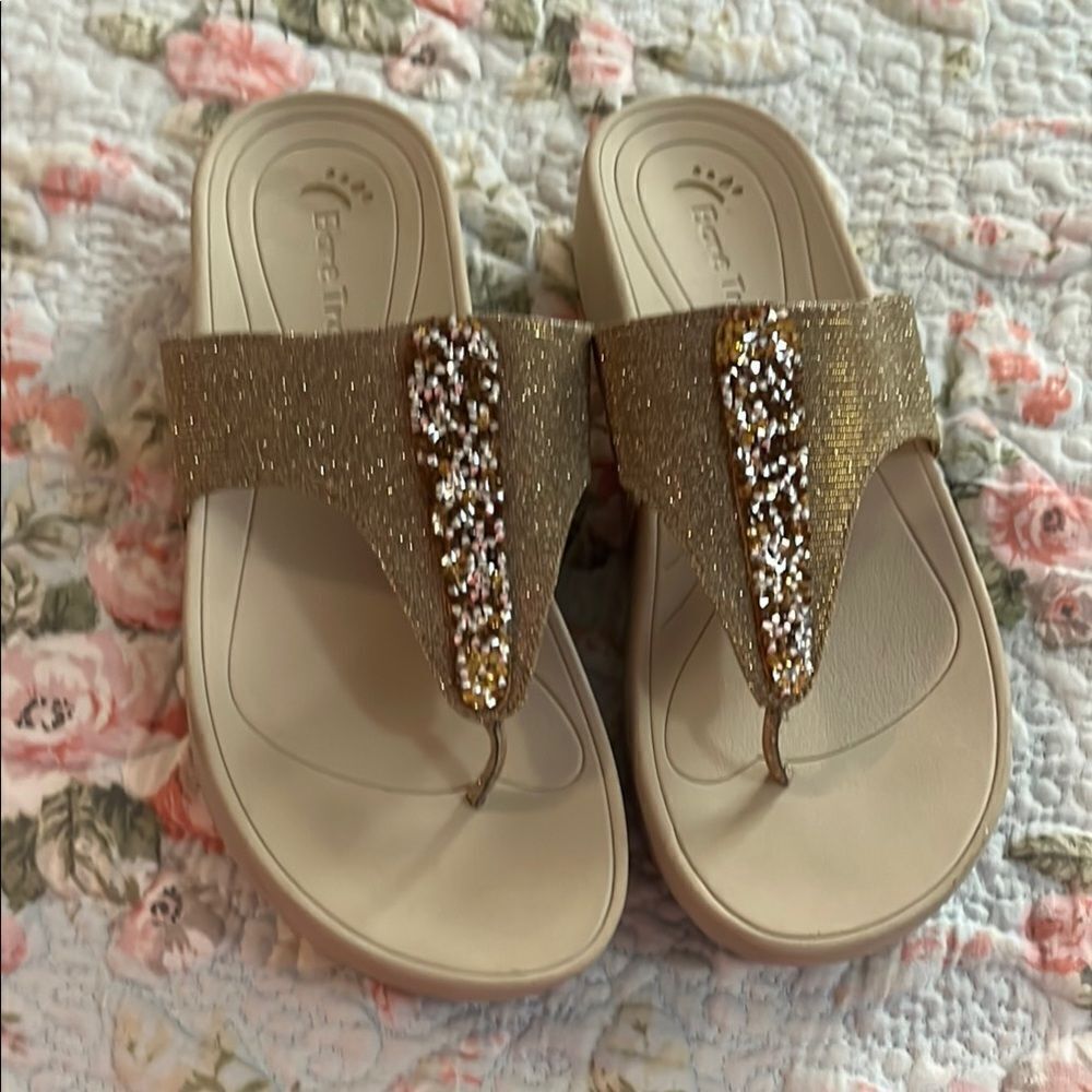 Bare Traps Bejeweled Gold Sandals